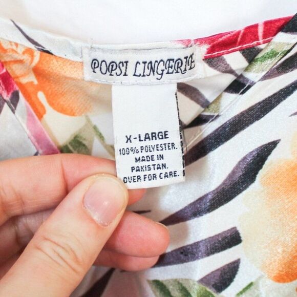 Vintage Popsi Lingerie V-neck Zebra and Rose Sleep Cami Dress X-Large - Picture 7 of 7